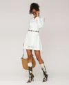 Avec Les Filles Women's Collared Long-sleeve Short Shirtdress In White
