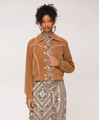 Avec Les Filles Women's Combo Piping Western Jacket In Brown