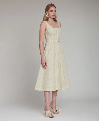 Avec Les Filles Women's Contrast Piping Midi Dress In Gray