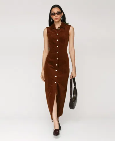 Avec Les Filles Women's Corduroy Sleeveless Maxi Dress In Brown
