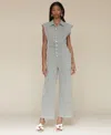 Avec Les Filles Women's Cotton Carpenter Jumpsuit In Spring Sage