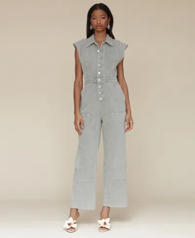 Avec Les Filles Women's Cotton Carpenter Jumpsuit In Spring Sage