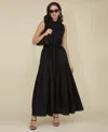 Avec Les Filles Women's Cotton Eyelet Sleeveless Maxi Dress In Black