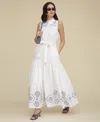 Avec Les Filles Eyelet Embroidery Sleeveless Maxi Dress In White  Blue