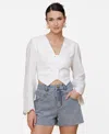 Avec Les Filles Eyelet Embroidery Crop Cotton Shirt
