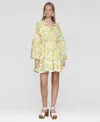 Avec Les Filles Women's Cotton Lemon-print Split-neck Prairie Mini Dress