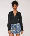 Avec Les Filles Women's Cotton Pintuck Lace-trim Button-front Blouse In Black