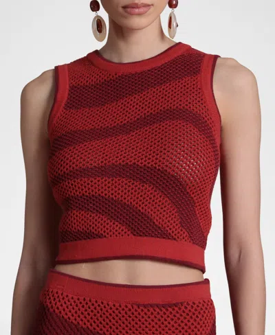 Avec Les Filles Women's Cotton Sleeveless Crewneck Sweater In Red