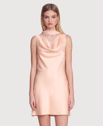 Avec Les Filles Women's Cowl Neck Mini Dress In Pink
