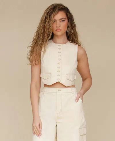 Avec Les Filles Women's Crewneck Cropped Vest In Cream