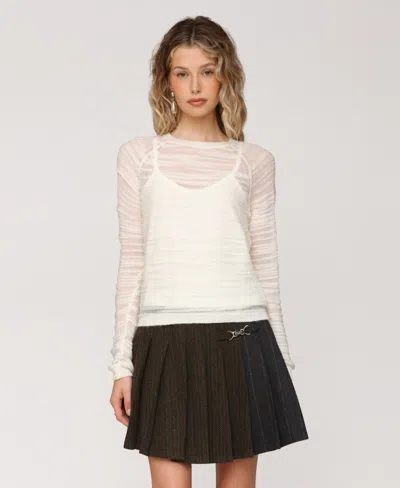 Avec Les Filles Women's Crewneck Sweater In White