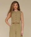 Avec Les Filles Women's Cropped Boxy Vest In Olive