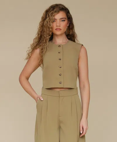 Avec Les Filles Women's Cropped Boxy Vest In Olive