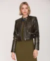 Avec Les Filles Women's Cropped Moto Jacket In Brown
