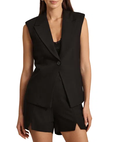 Avec Les Filles Women's Cutaway One-button Vest In Black