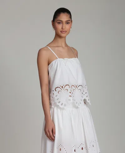 Avec Les Filles Eyelet Embroidered Bandeau Top In White