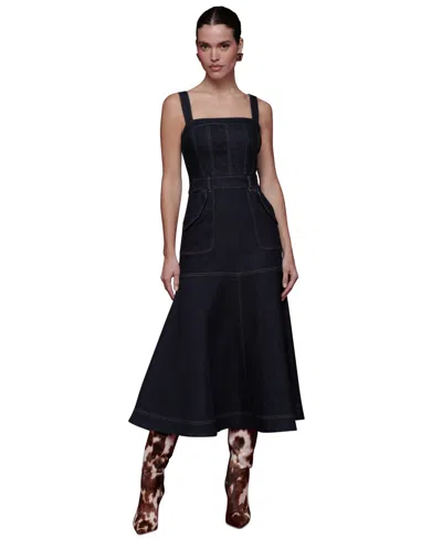 Avec Les Filles Utility Midi Dress In Navy In Black