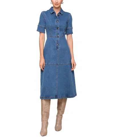 Avec Les Filles Women's Denim Midi Shirtdress In Medallion