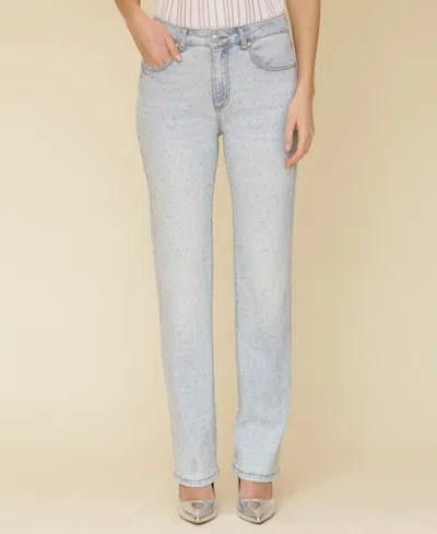 Avec Les Filles Women's Diamante Straight-leg Jeans In Holly Blue