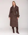 Avec Les Filles Women's Double Breasted Belted Wool Coat In Brown