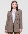 Avec Les Filles Basket Weave Doubled Breasted Blazer In Brown