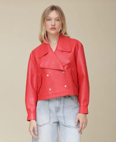 Avec Les Filles Women's Double-breasted Cropped Jacket In Maraschino