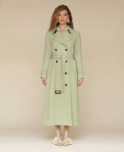 Avec Les Filles Women's Double-breasted Maxi Trench Coat In Pale Pistachio