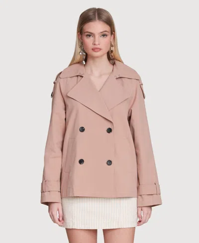 Avec Les Filles Women's Double Breasted Trench Coat In Pink