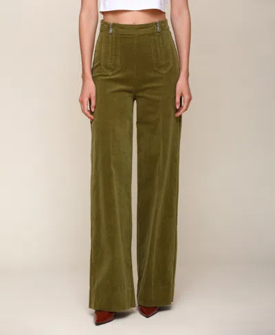 Avec Les Filles Women's Double-zipper Wide-leg Pants In Green
