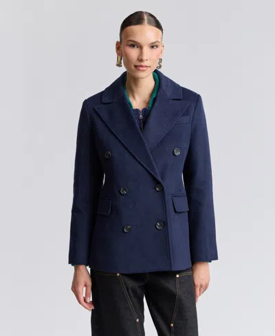 Avec Les Filles Women's Double-breasted Blazer In Blue