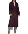 Avec Les Filles Women's Double-breasted Long Wool-blend Structured-shoulder Coat In Dulse
