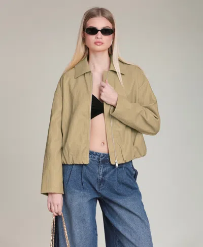 Avec Les Filles Women's Draped Zip Jacket In Brown