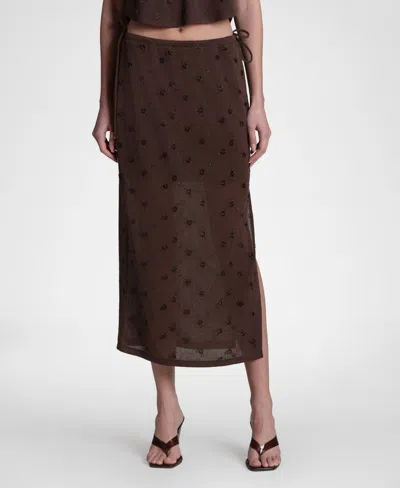 Avec Les Filles Women's Drawstring Midi Skirt In Brown