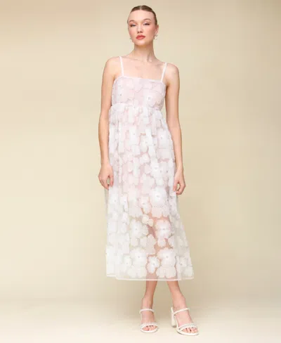 Avec Les Filles Women's Embroidered Beaded Mesh Dress