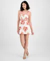 Avec Les Filles Women's Embroidered Belted Mini Dress