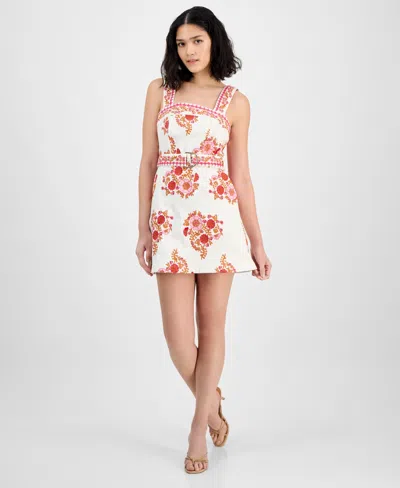 Avec Les Filles Women's Embroidered Belted Mini Dress
