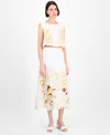 Avec Les Filles Embroidered Midi Skirt In White