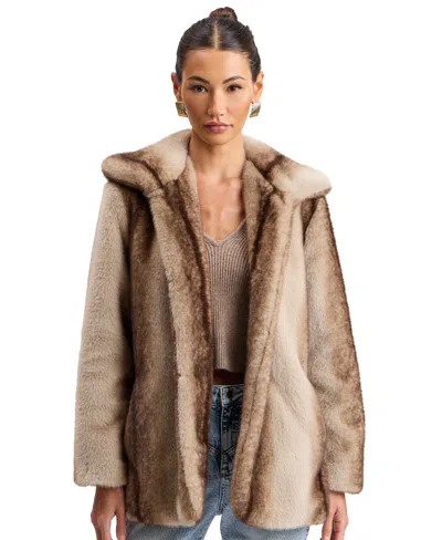 Avec Les Filles Women's Faux Fur Animal Print Jacket In Brown