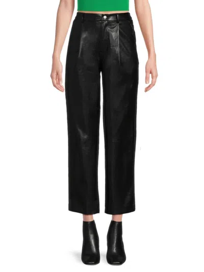 Avec Les Filles Women's Faux Leather Barrel Pants In Black