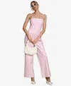 Avec Les Filles Women's Faux-leather Corset Wide-leg Jumpsuit In Pink