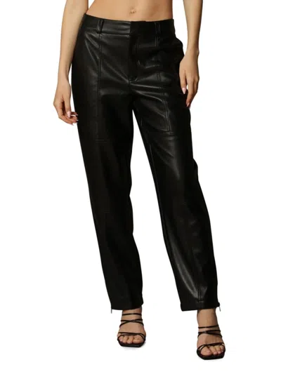 Avec Les Filles Women's Faux Leathercropped Pants In Black
