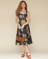 Avec Les Filles Floral Fit & Flare Dress In Multi