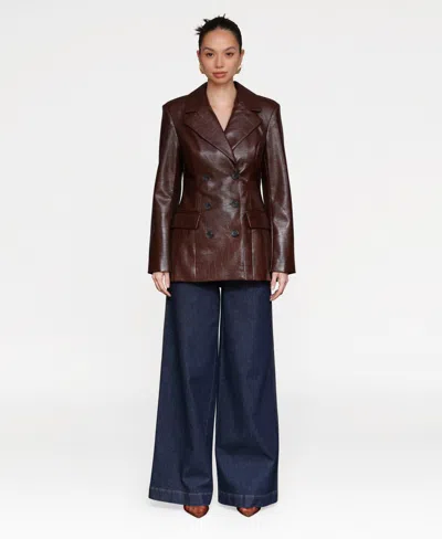Avec Les Filles Women's Fitted Button-front Blazer In Brown