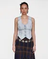 Avec Les Filles Women's Fitted Peak Hem Vest In Blue