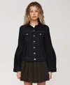 Avec Les Filles Women's Flare-sleeve Denim Trucker Jacket In Blue