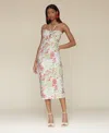 Avec Les Filles Floral Brocade Halter Neck Midi Dress In Wild Daisy