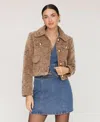 Avec Les Filles Crop Corduroy Jacket In Brown