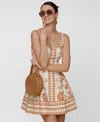 Avec Les Filles Sweetheart Fit & Flare Minidress In Neutral