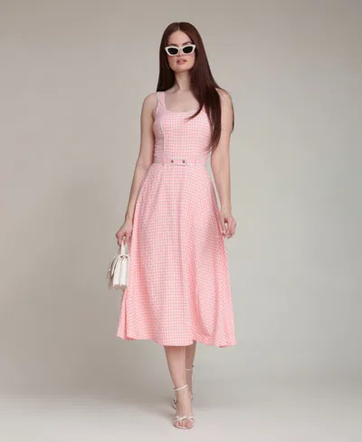 Avec Les Filles Women's Gingham Checkered Midi Dress In Pink