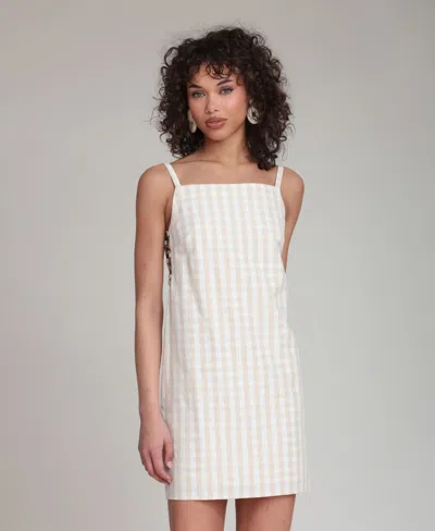 Avec Les Filles Check Sleeveless Minidress In White